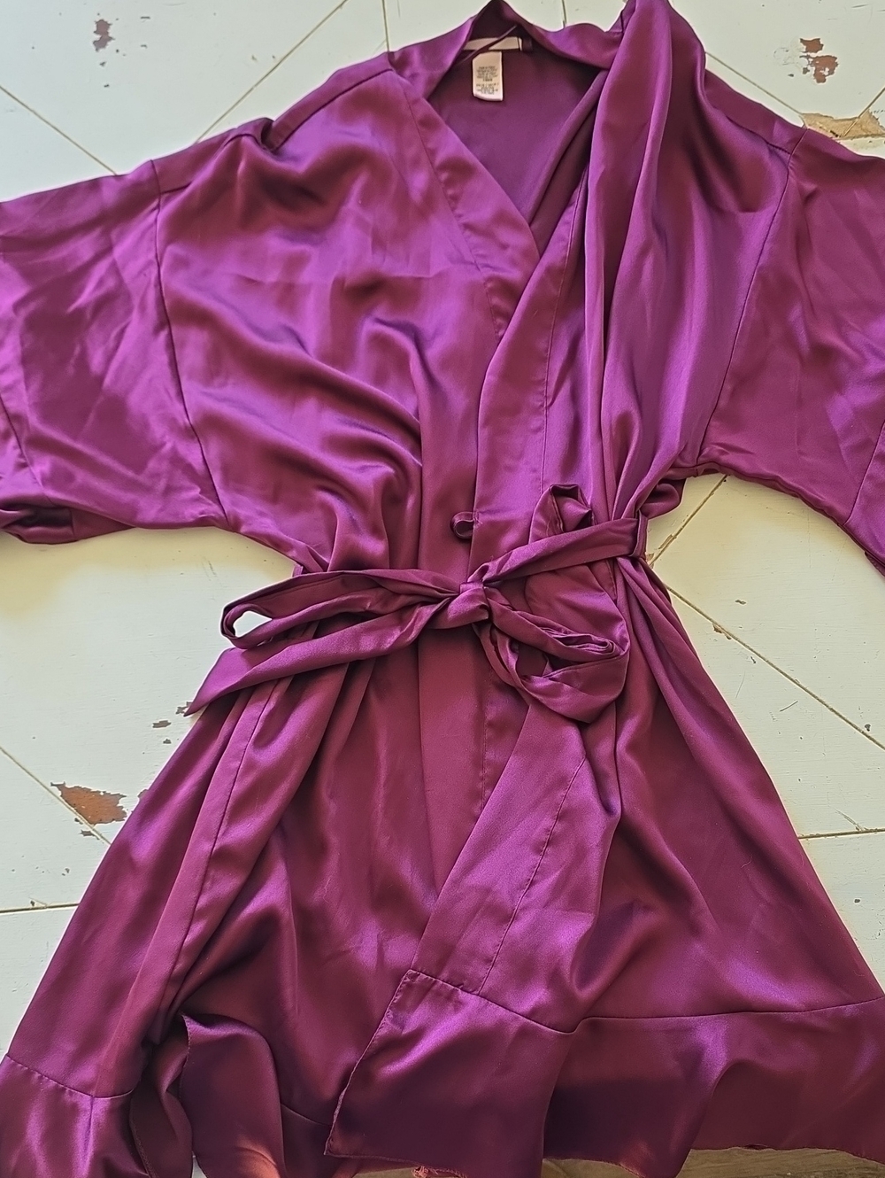 Victoria's Secret Deep Plum Satin Wrap Robe